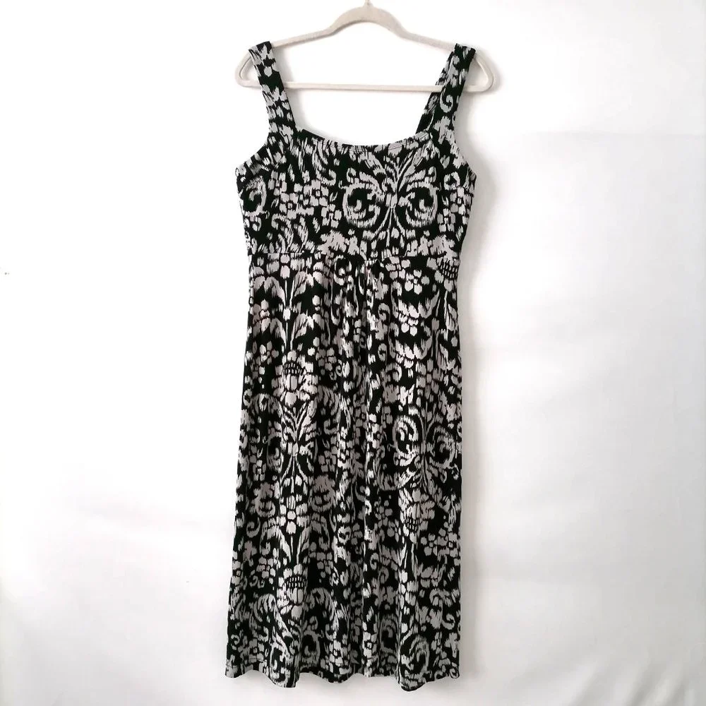 En Focus Studio Womens Black Square Neck Floral A-Line Midi Dress Size 12 - Picture 4 of 6